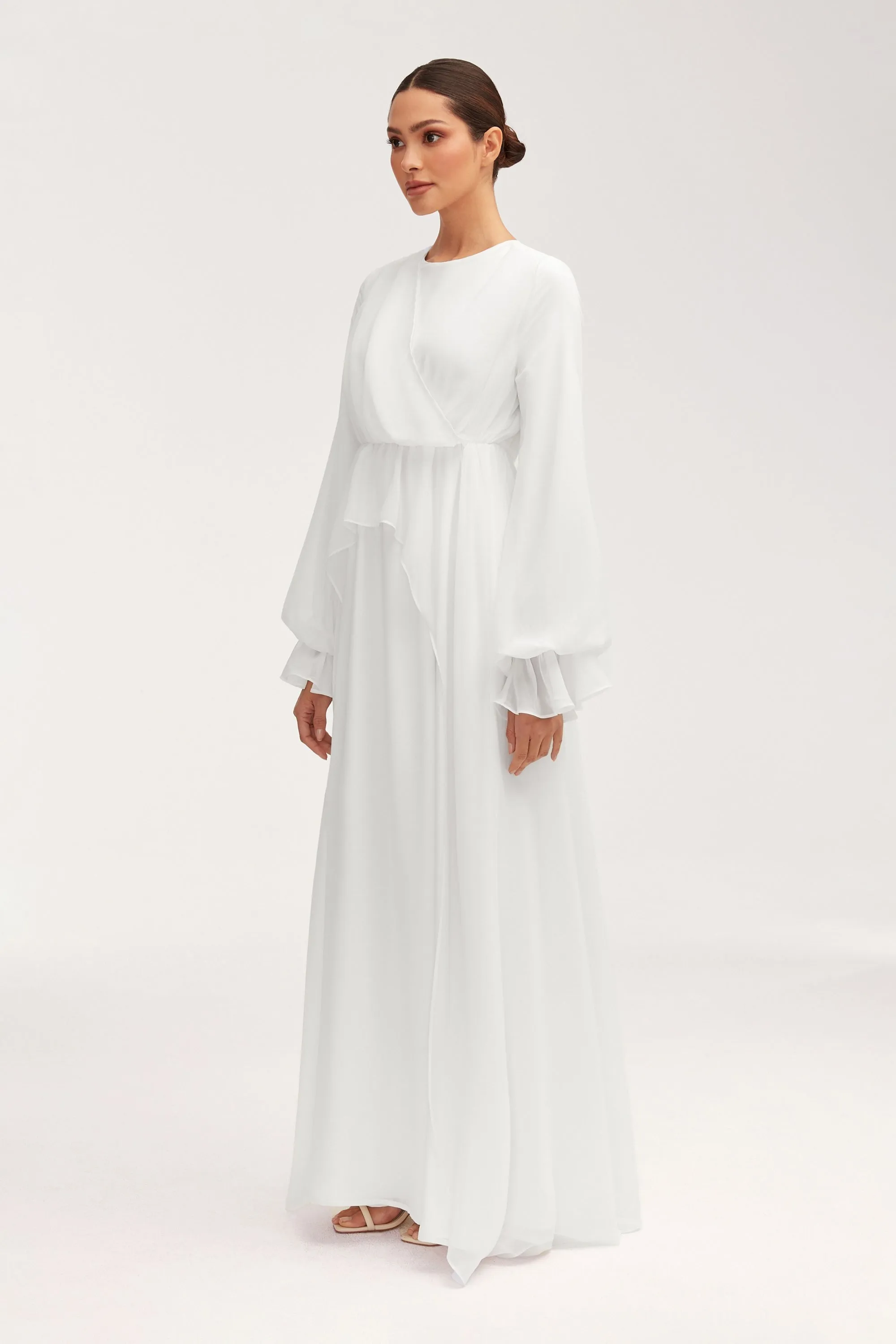 Aara Chiffon Maxi Dress - White