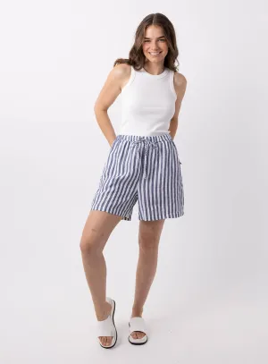 Abbi Stripe Linen Short-NAVY