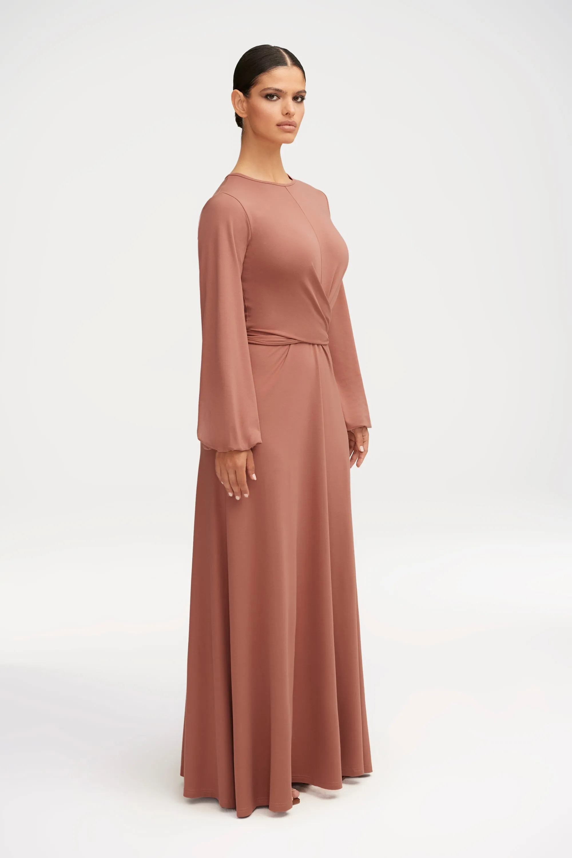 Alice Jersey Tie Waist Maxi Dress - Dusty Rose