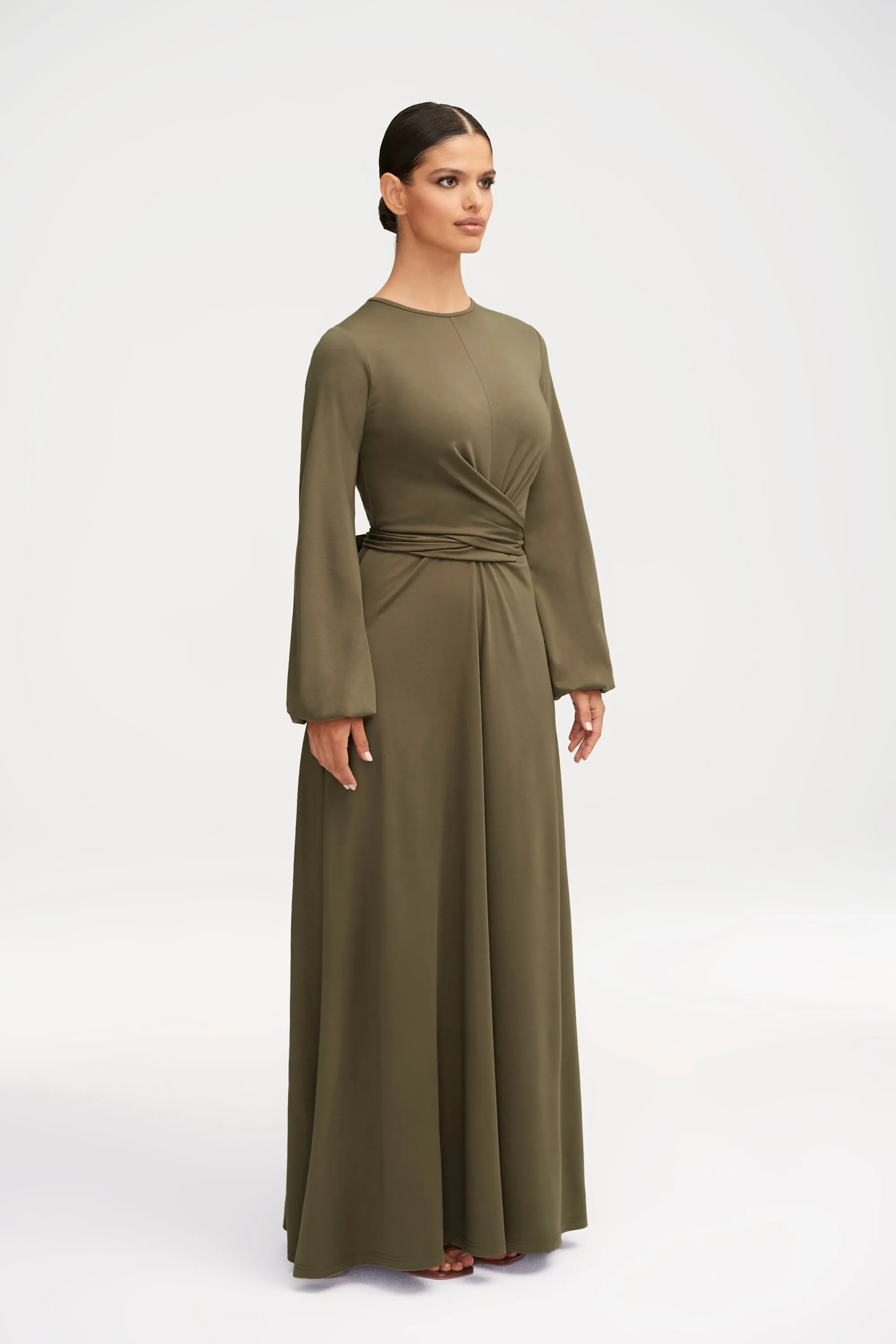 Alice Jersey Tie Waist Maxi Dress - Sage