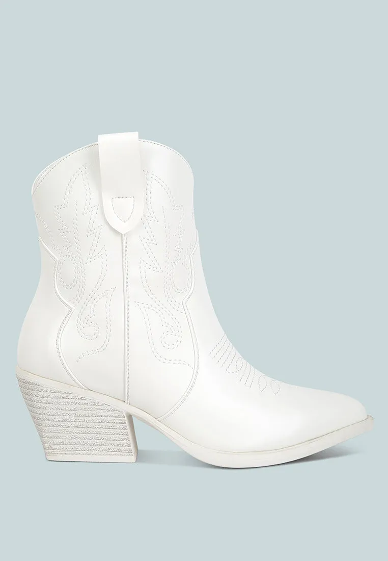 Aries Ankle Length Block Heel Cowboy Boots