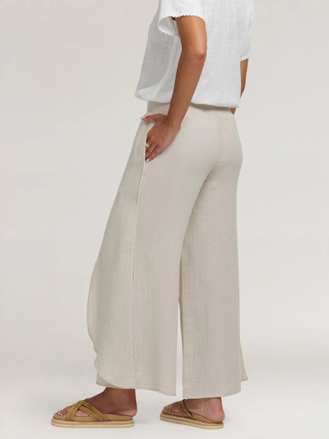 Asana Cotton Wrap Pants Stone