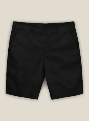 Black Cotton Power Stretch Chino Shorts