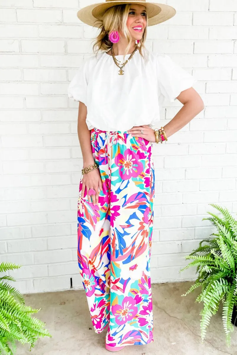 Bohemian Fuchsia Loose Wide Leg Pants