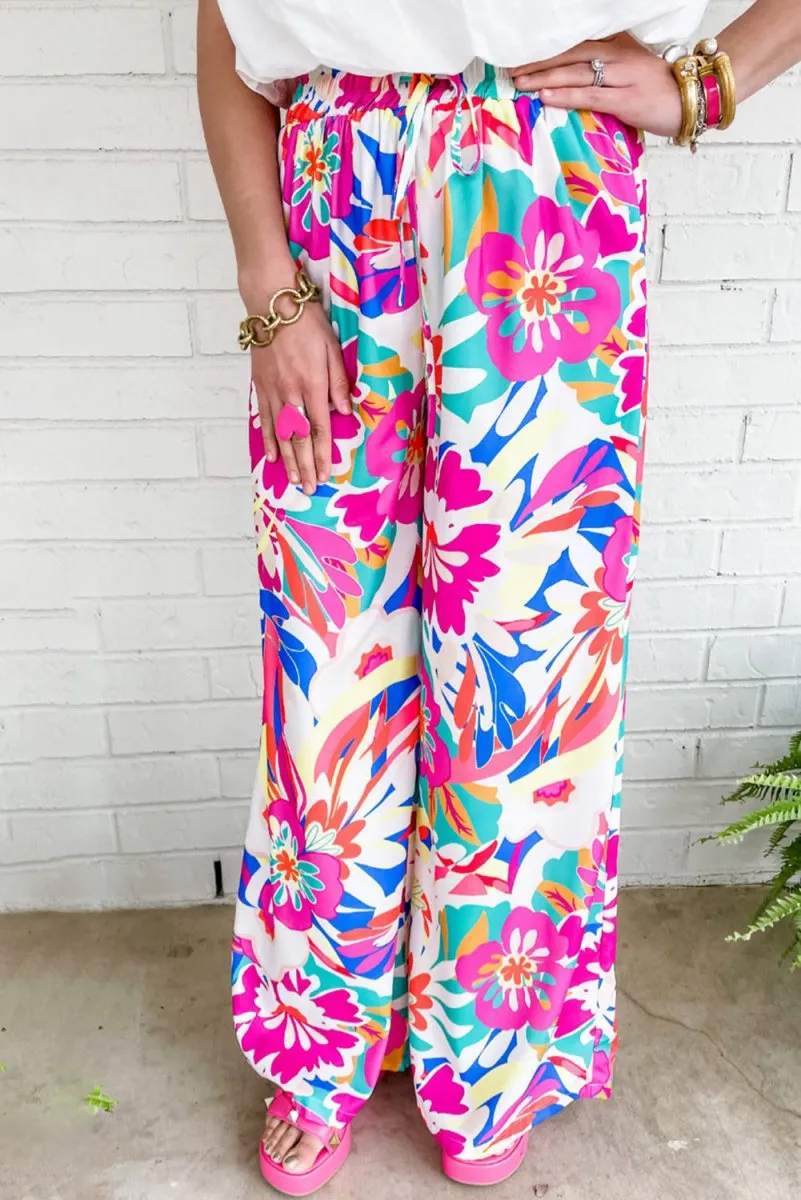 Bohemian Fuchsia Loose Wide Leg Pants