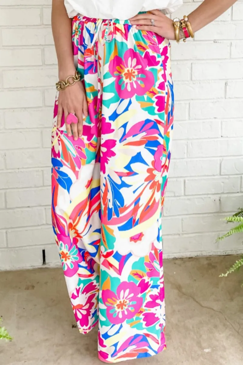 Bohemian Fuchsia Loose Wide Leg Pants