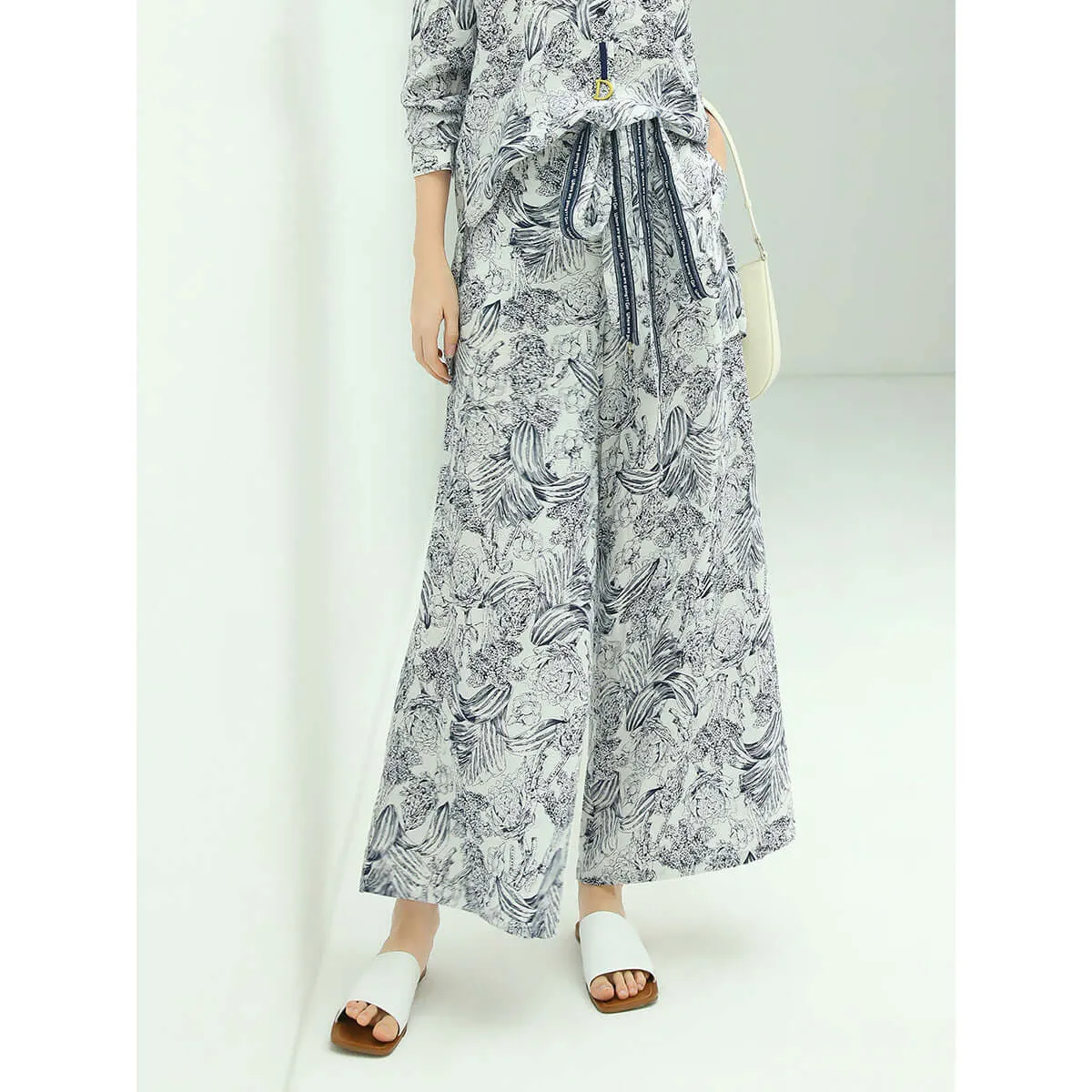 Breezy Tie Waist Wide Leg Floral Pants