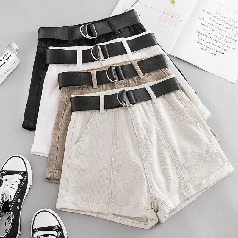 Casual Sashes High Waist Loose Denim Short