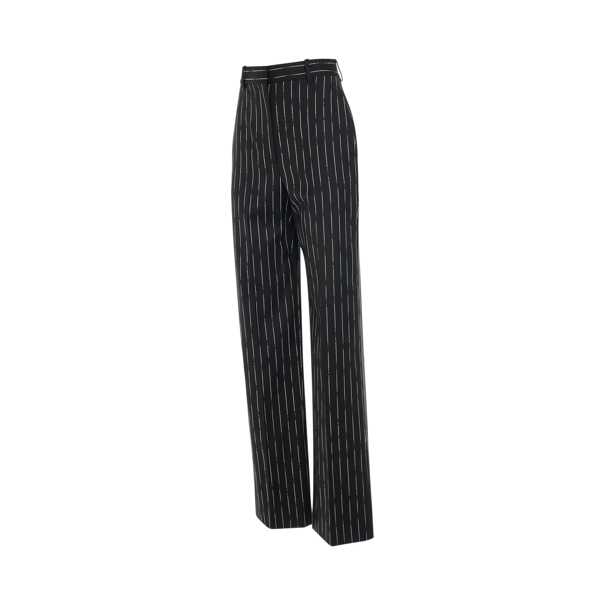 Certified Broken Stripe Wool Pants in Black