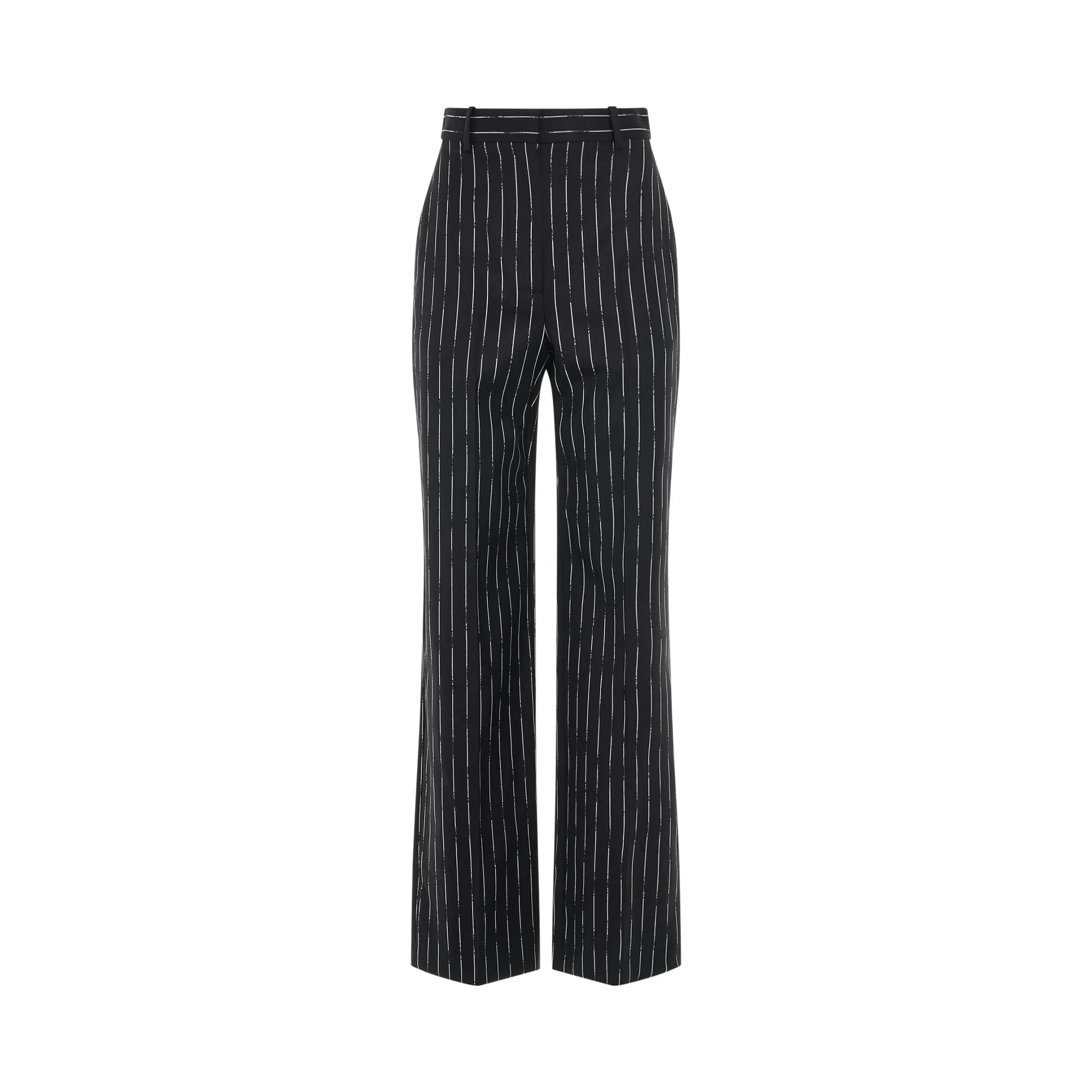 Certified Broken Stripe Wool Pants in Black