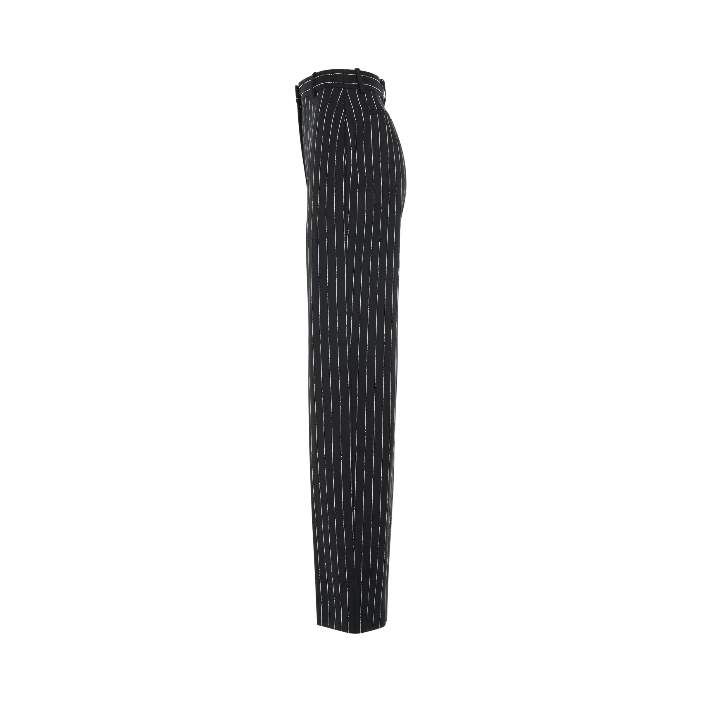 Certified Broken Stripe Wool Pants in Black