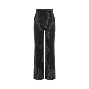 Certified Broken Stripe Wool Pants in Black