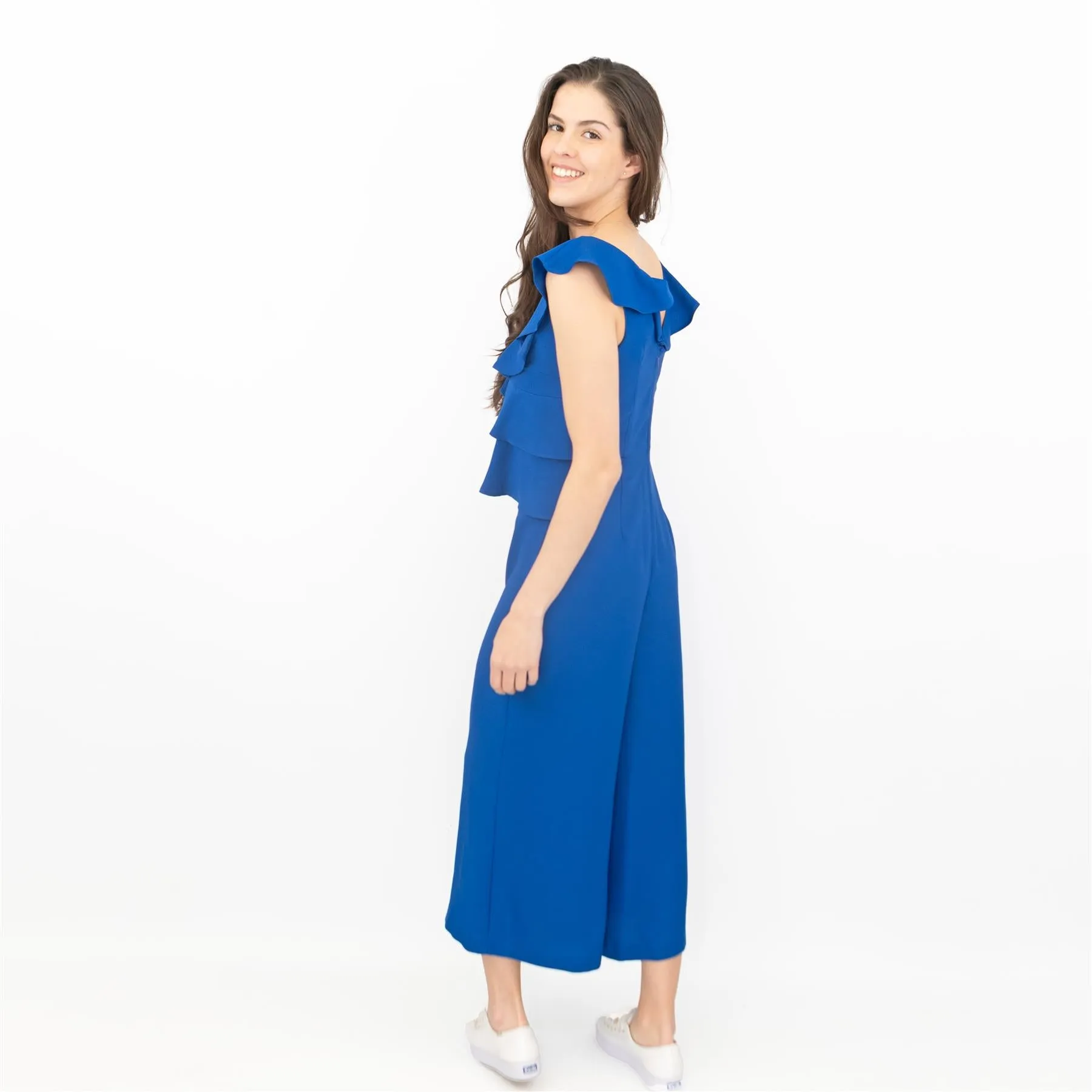 Coast Jojo Ruffle Cobalt Blue Sleeveless V-Neck Jumpsuit