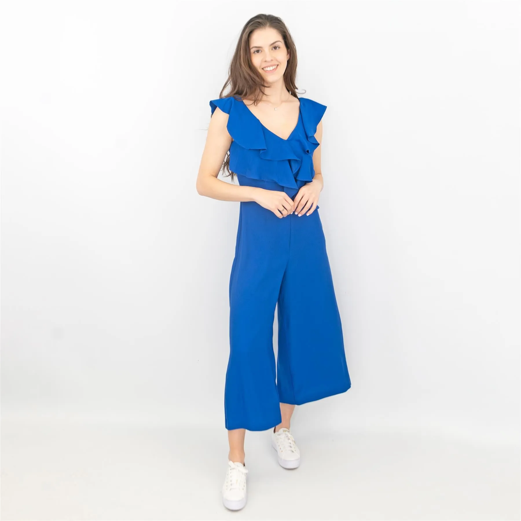 Coast Jojo Ruffle Cobalt Blue Sleeveless V-Neck Jumpsuit