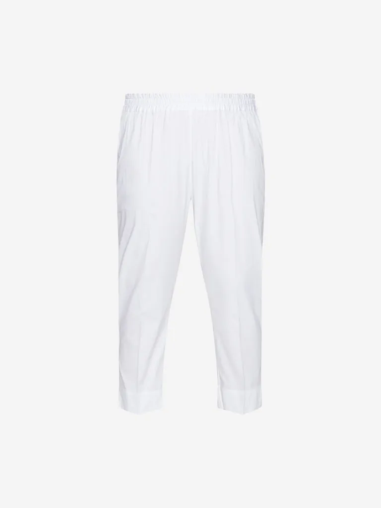 Diza Curve White Solid Ethnic Pants