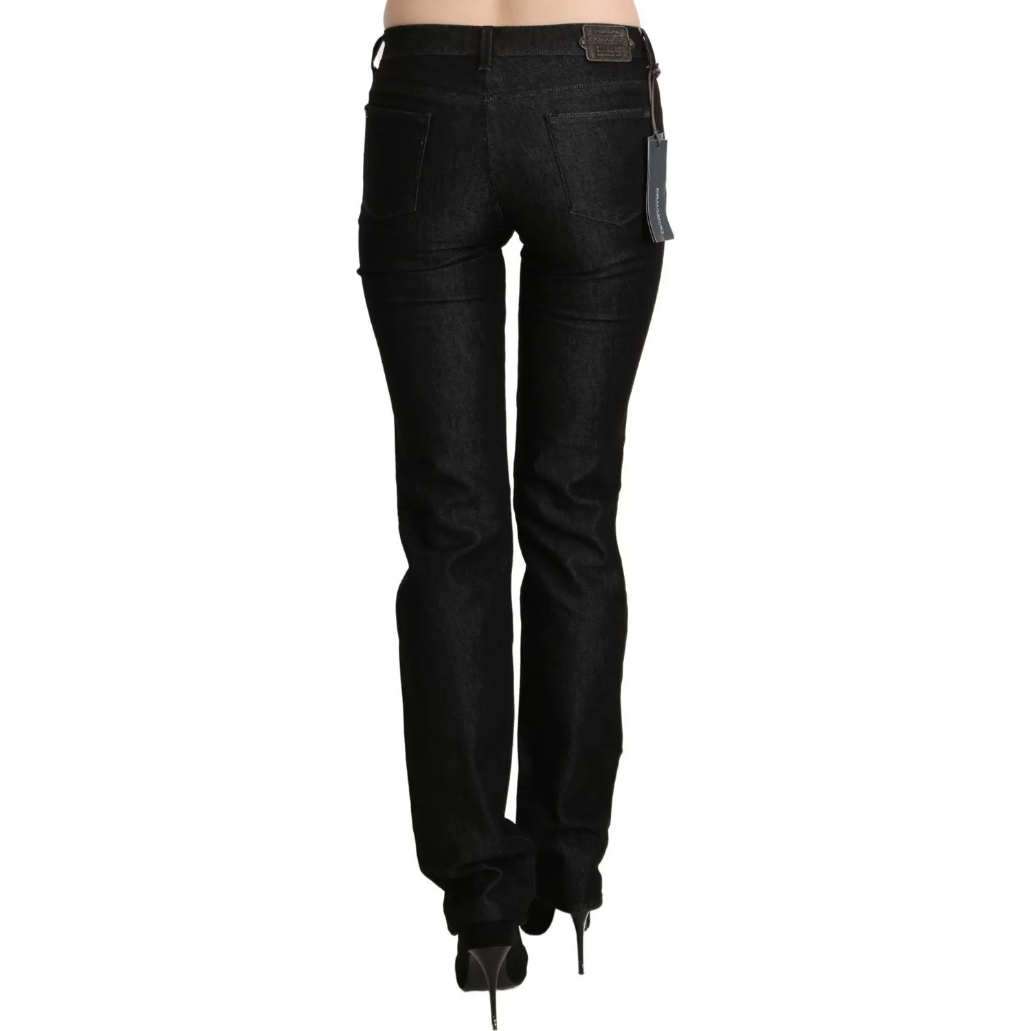 Ermanno Scervino Chic Black Mid Waist Skinny Jeans