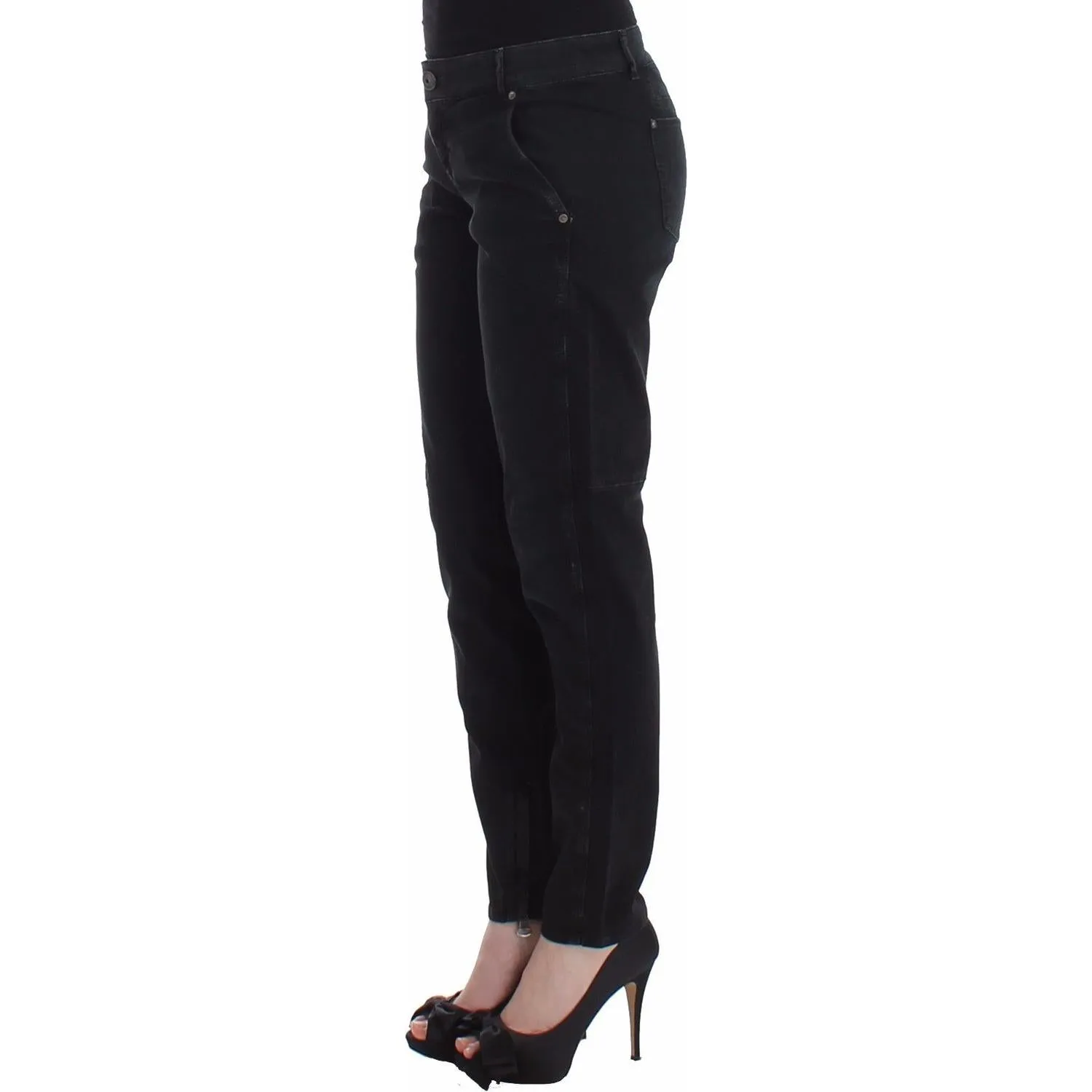 Ermanno Scervino Sleek Black Slim Leg Designer Jeans