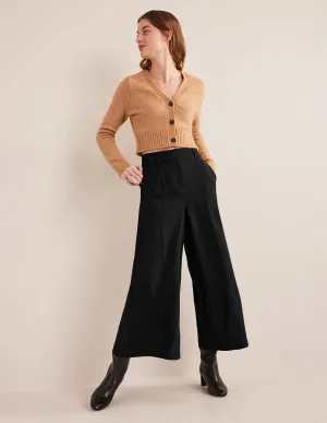 Fluid Wide Leg Culottes-Black