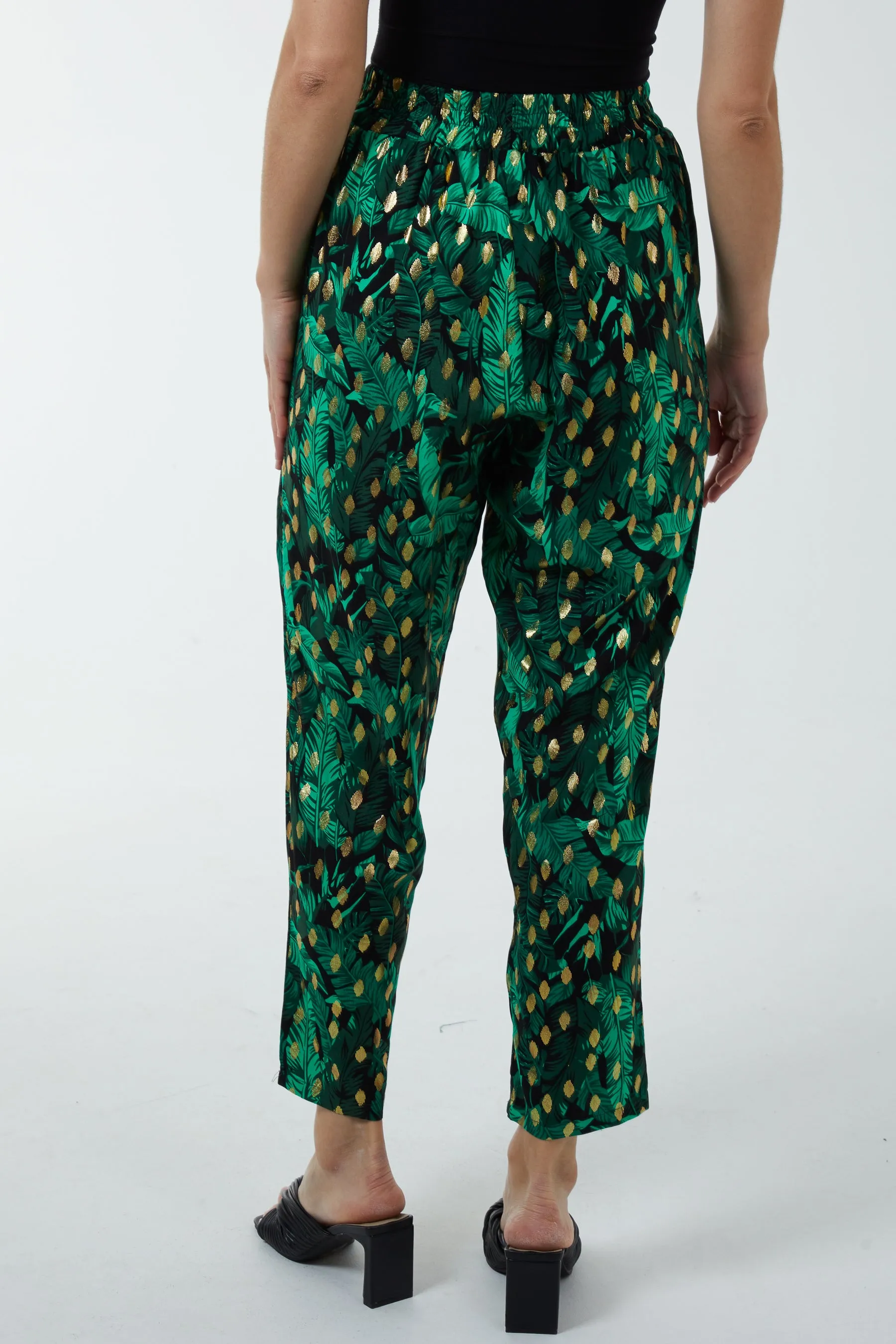 Foil Leaf Detail Capri Trousers