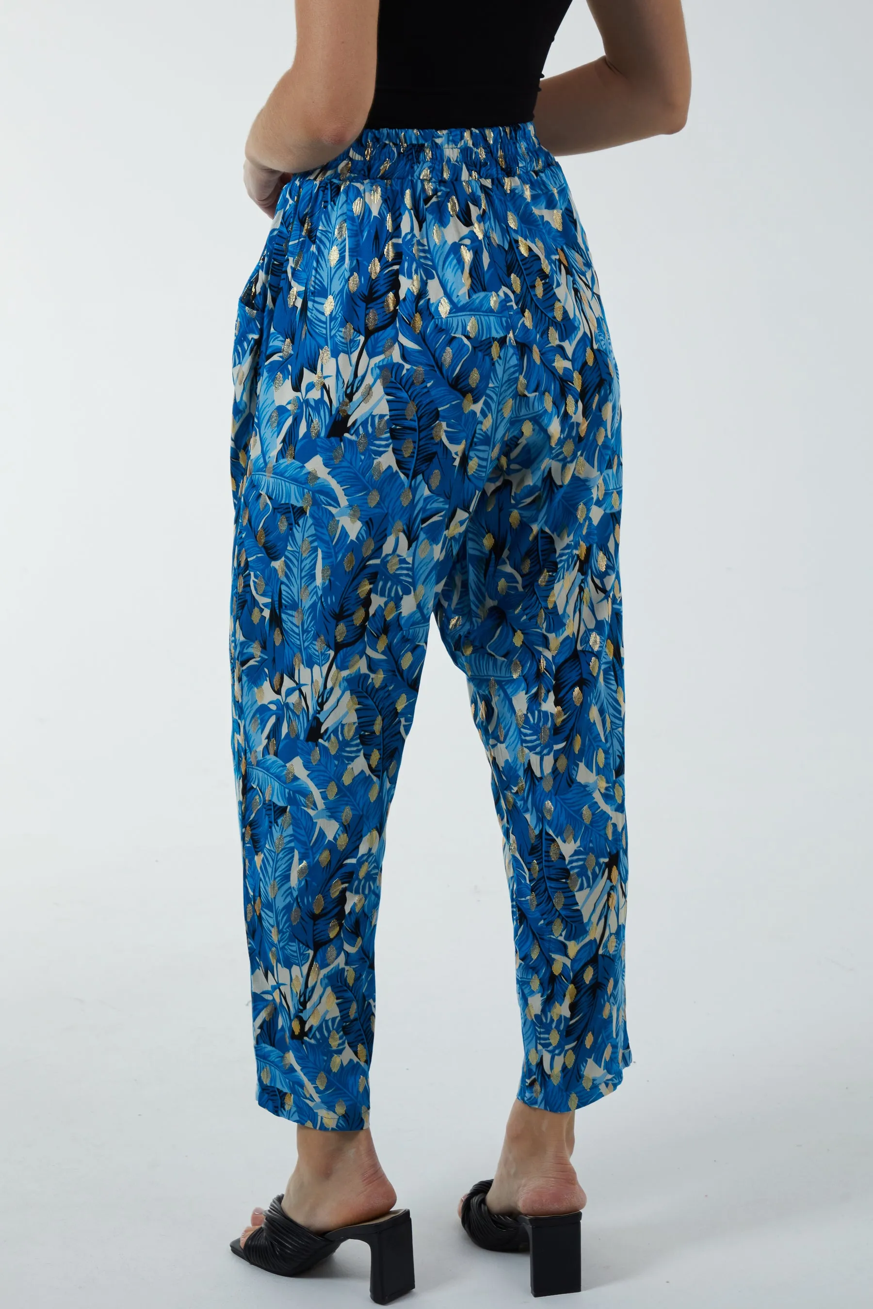 Foil Leaf Detail Capri Trousers