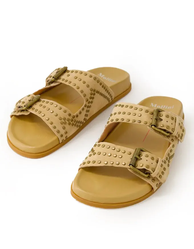 Heire Slides Camel Suede / Brass