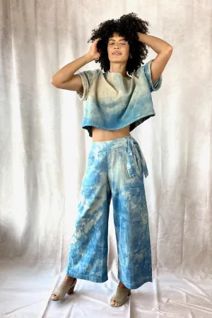 Ida Pant - Flowy Adjustable Pants Organic Cotton in Teal Tan