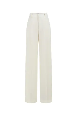 Lily Straight Ribbed Wool Blend Floor Length Pants