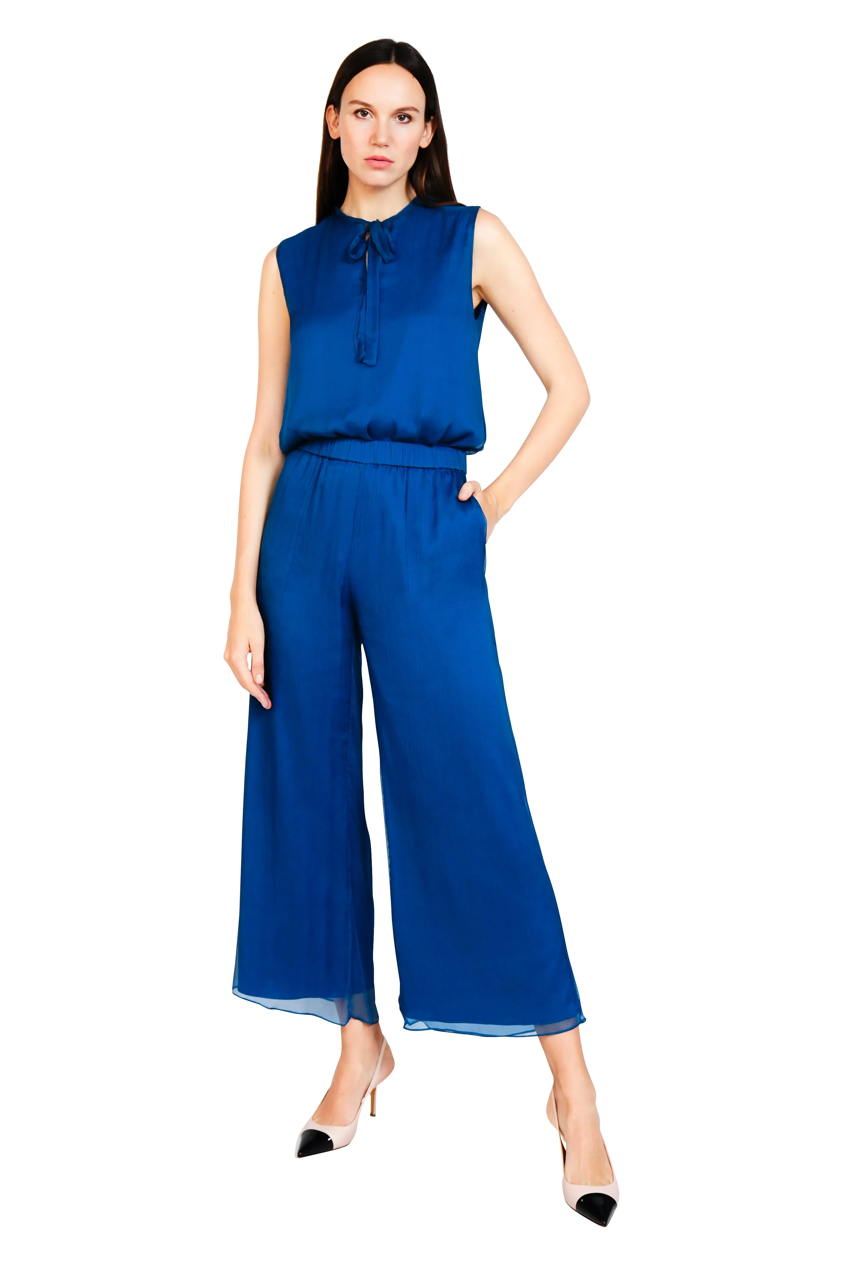 Liz Crinkled Chiffon Flowy Pants