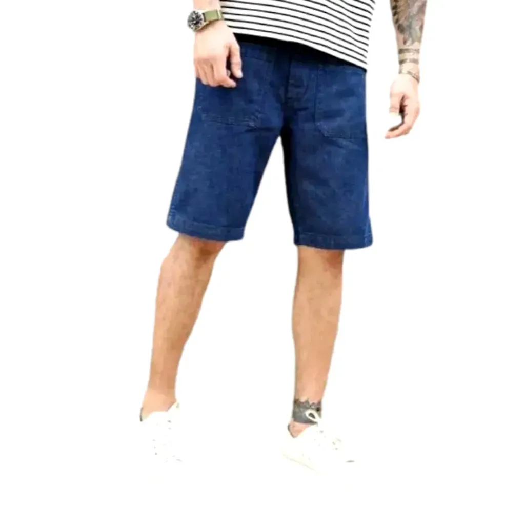 Loose fit light wash men's denim shorts