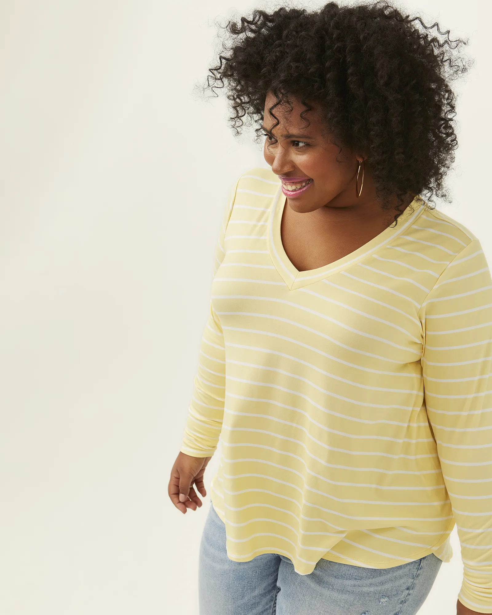 Maci Featherweight Long Sleeve Top | Yellow / Ivory