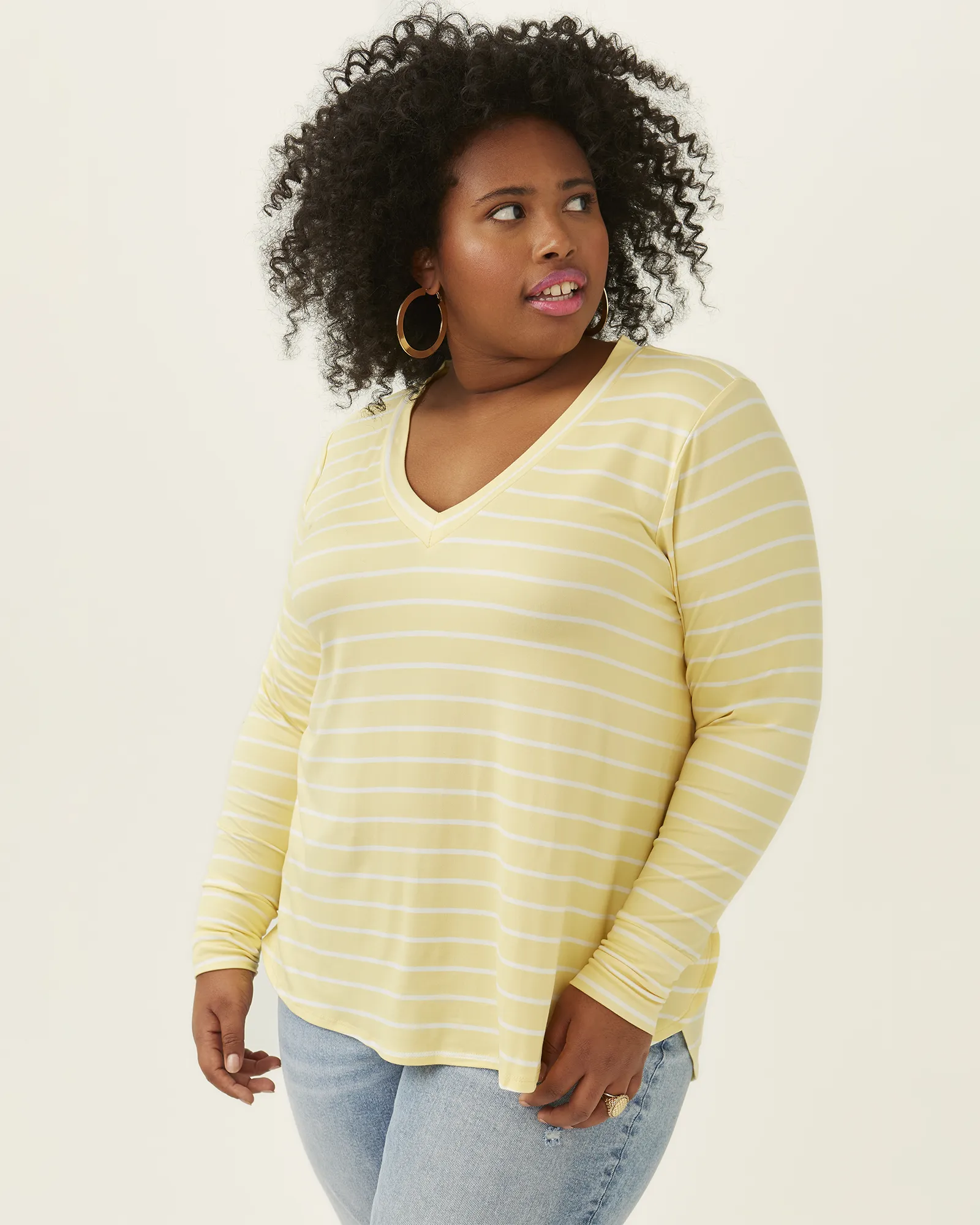 Maci Featherweight Long Sleeve Top | Yellow / Ivory