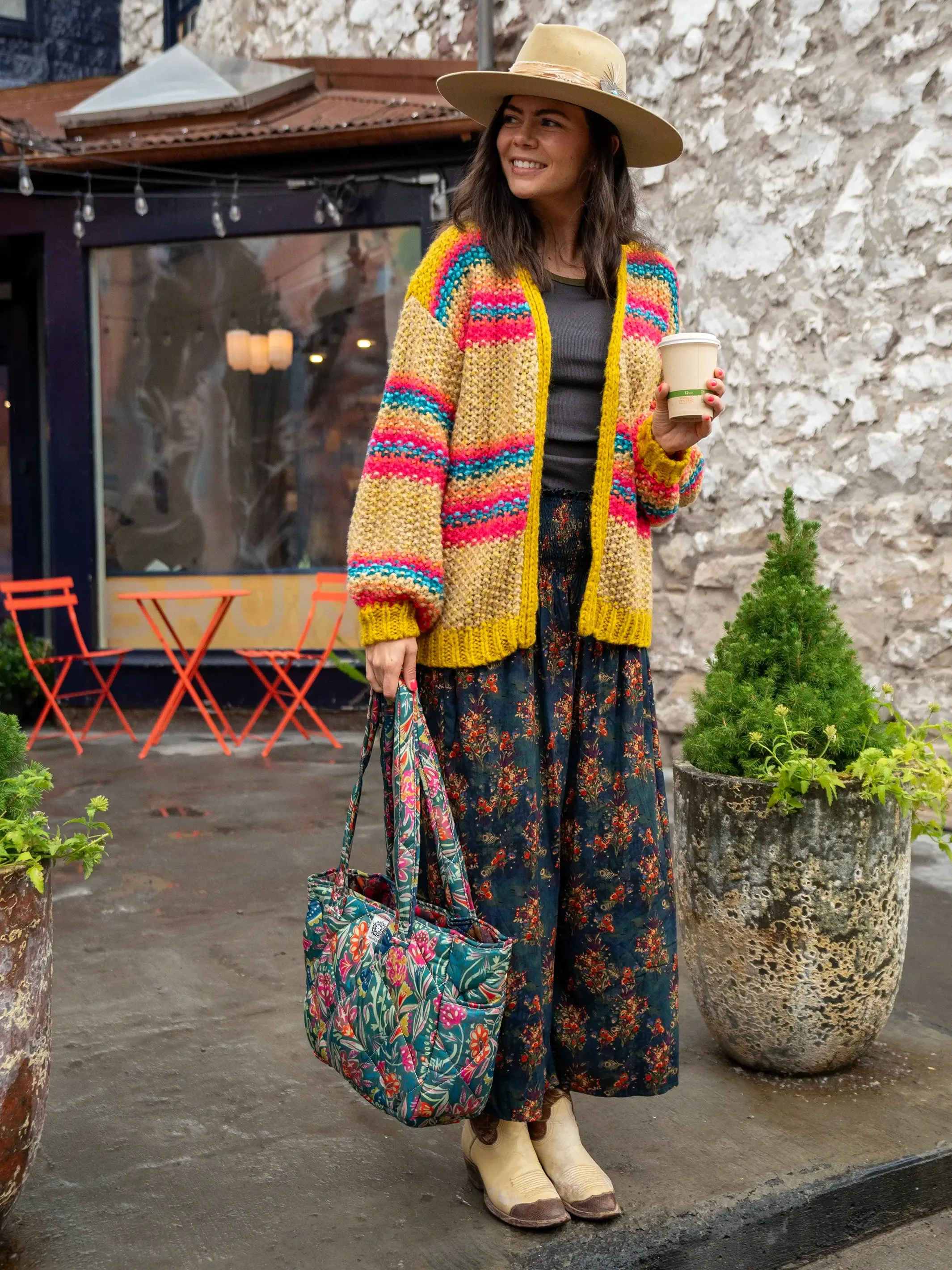 Make A Move Wide-Leg Palazzo Pant - Navy Red Feathers