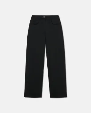 Marfa - Wide Leg Satin Pants - Black