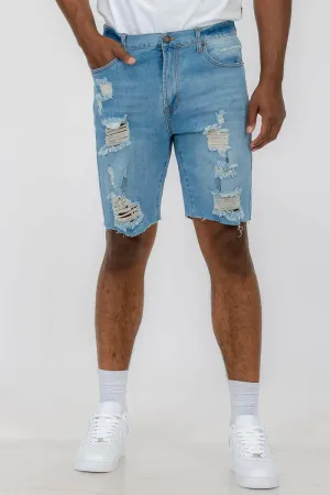 Mens Distressed Denim Shorts