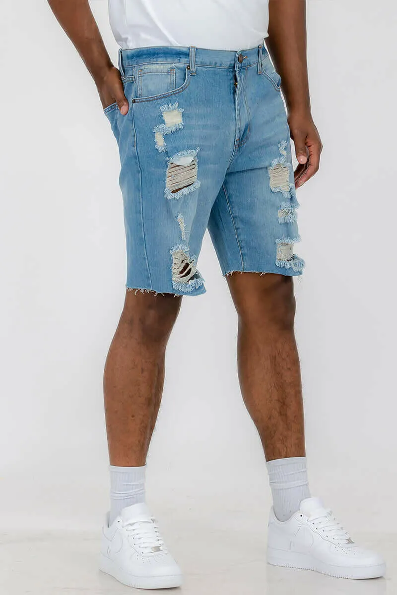 Mens Distressed Denim Shorts