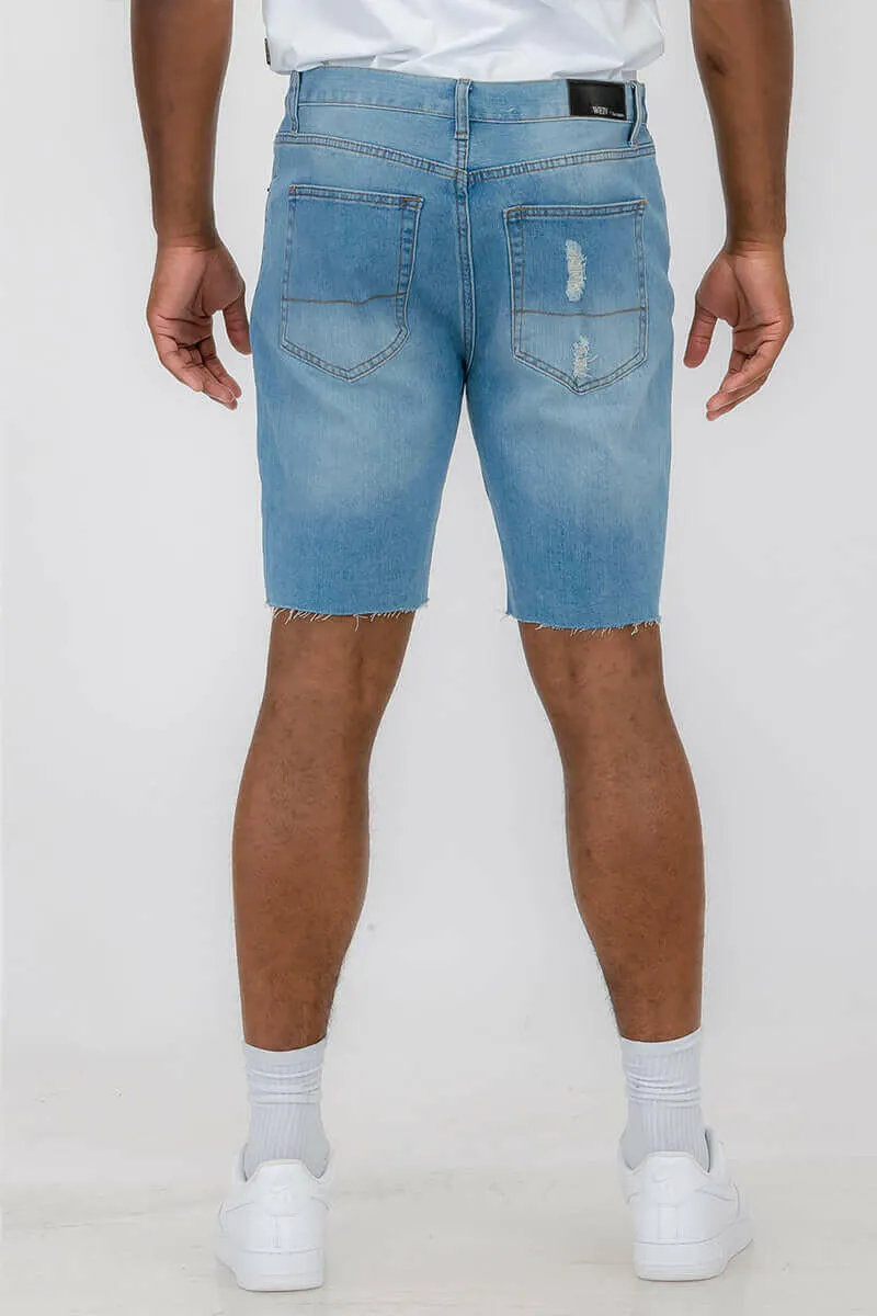 Mens Distressed Denim Shorts