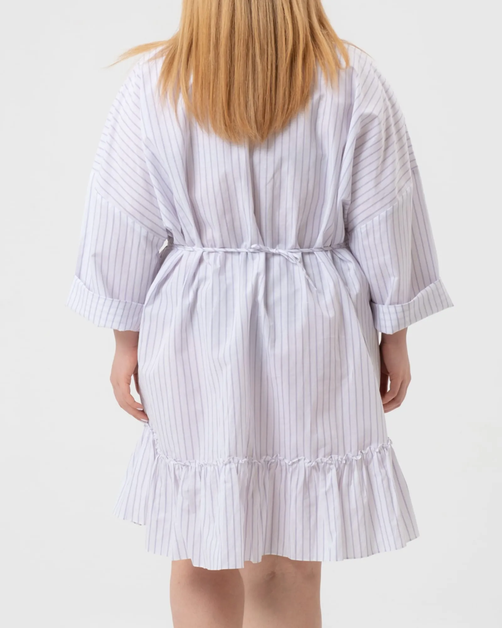 Nebbi Caftan Dress | White/Lavender Stripes