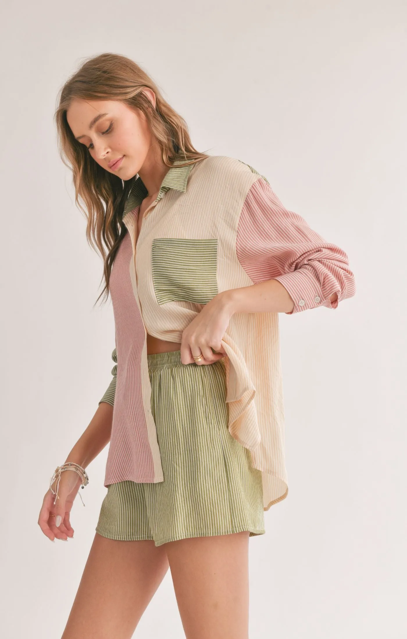 Oasis Color Block Button Up Shirt