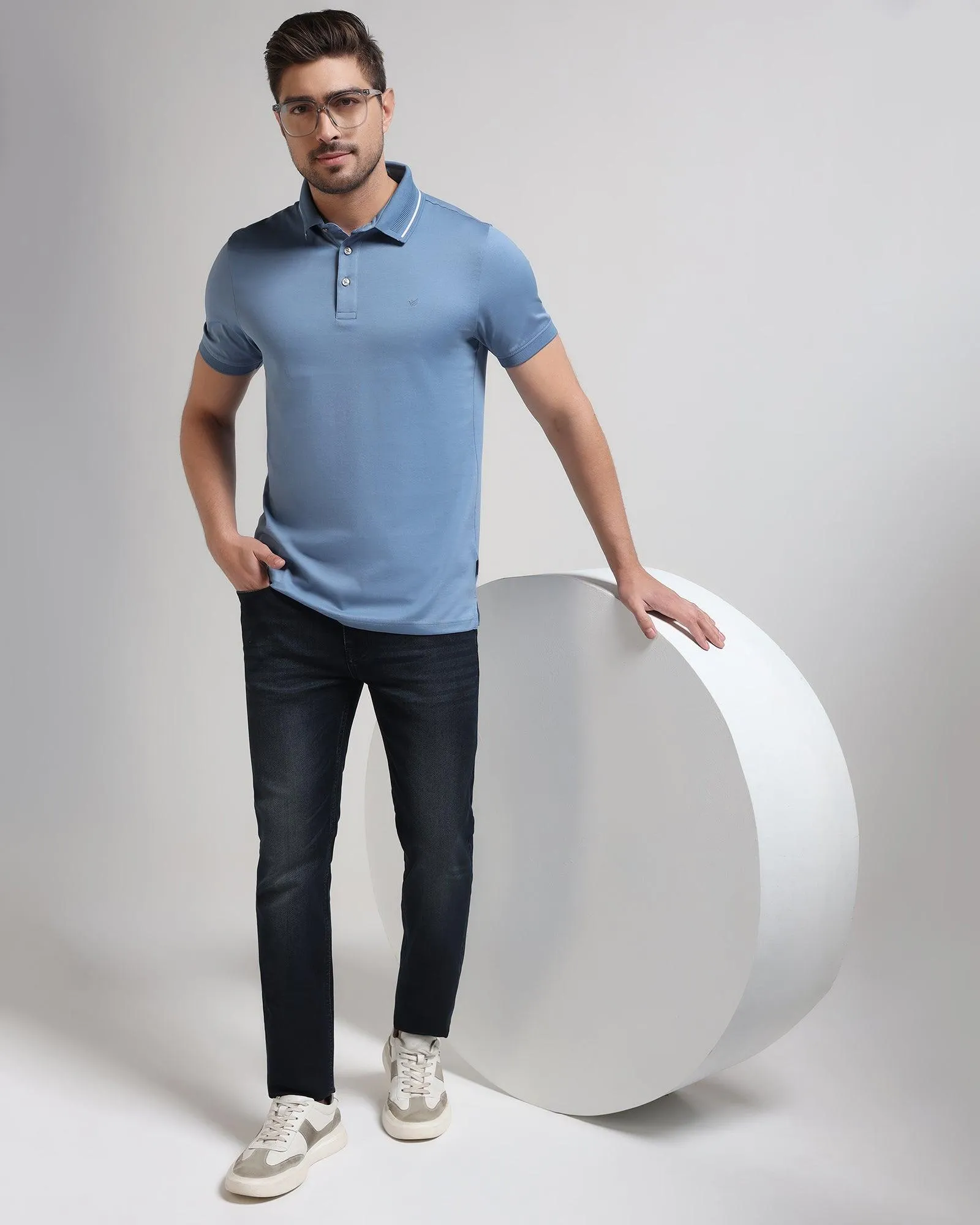 Polo Air Blue Solid T-Shirt - Peter