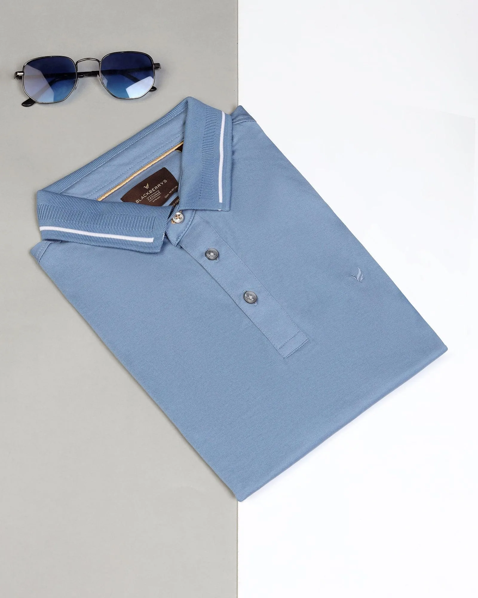 Polo Air Blue Solid T-Shirt - Peter