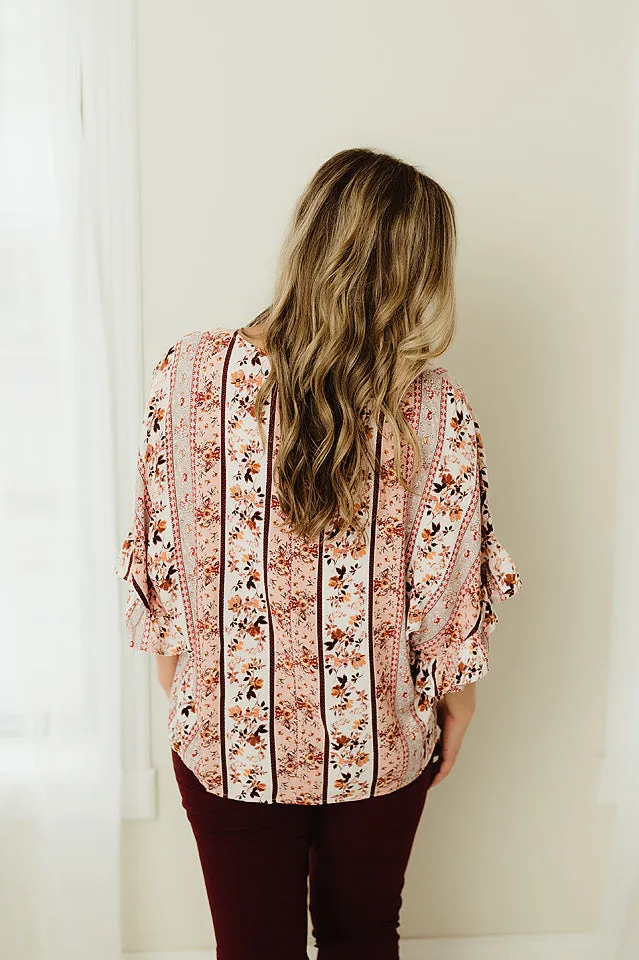 Printed V Neck Blouse