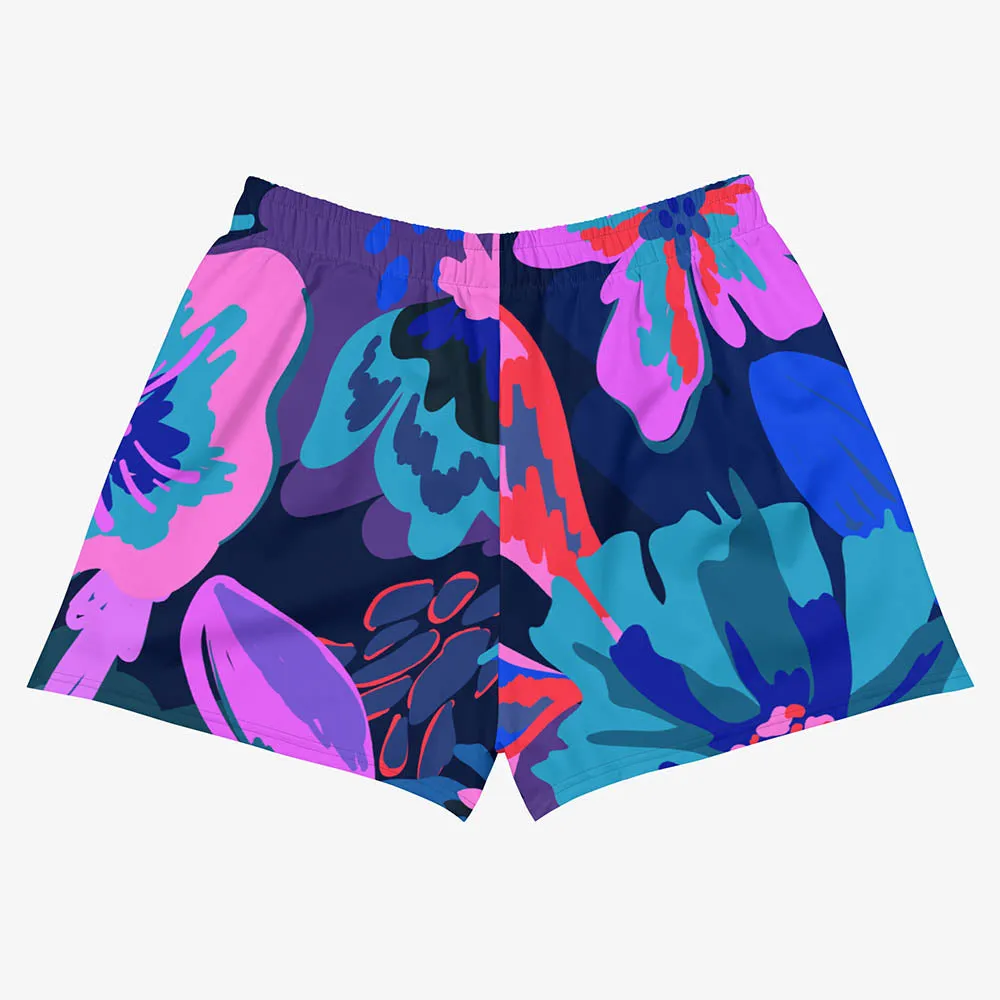 Recycled Breathy Shorts "Flower Splash" Blue/PInk