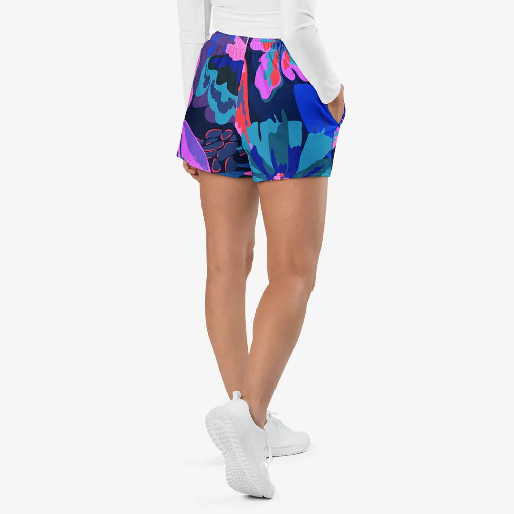 Recycled Breathy Shorts "Flower Splash" Blue/PInk