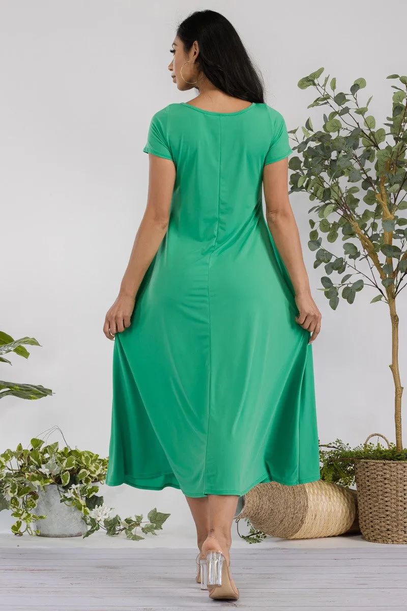 SAN144X-SOLID - Cap Sleeve Maxi Dress