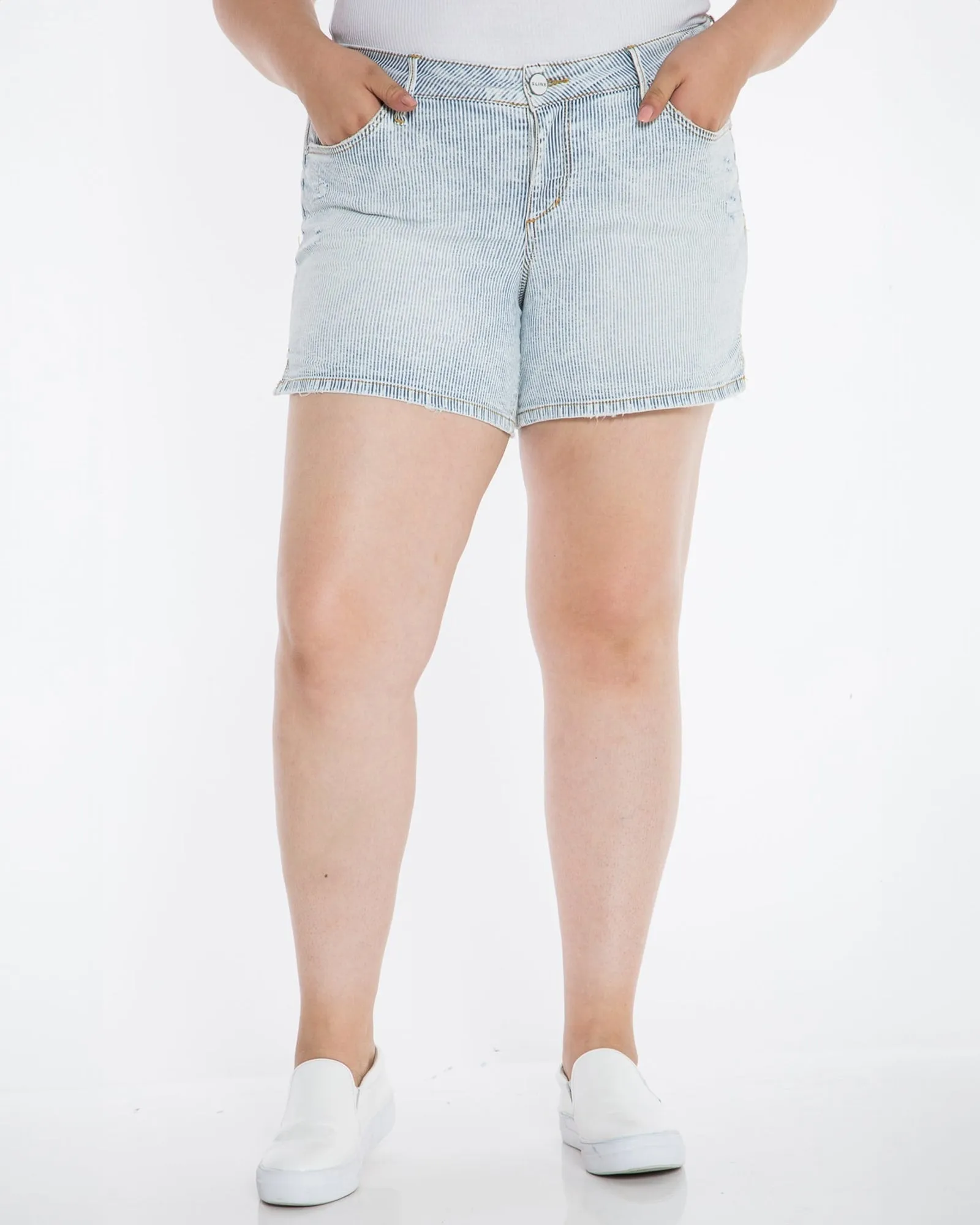 Side Vent Shorts - Denim Stripes | DENIM STRIPES