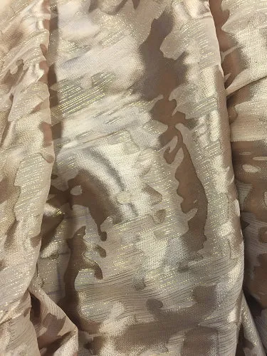 Silk Chiffon - 54-inches Wide Metallic Jacquard Burn-out Warm Beige