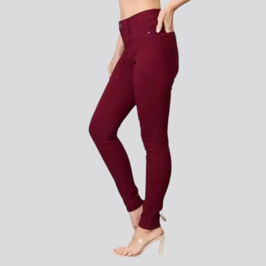 Skinny bordo jeans
 for ladies