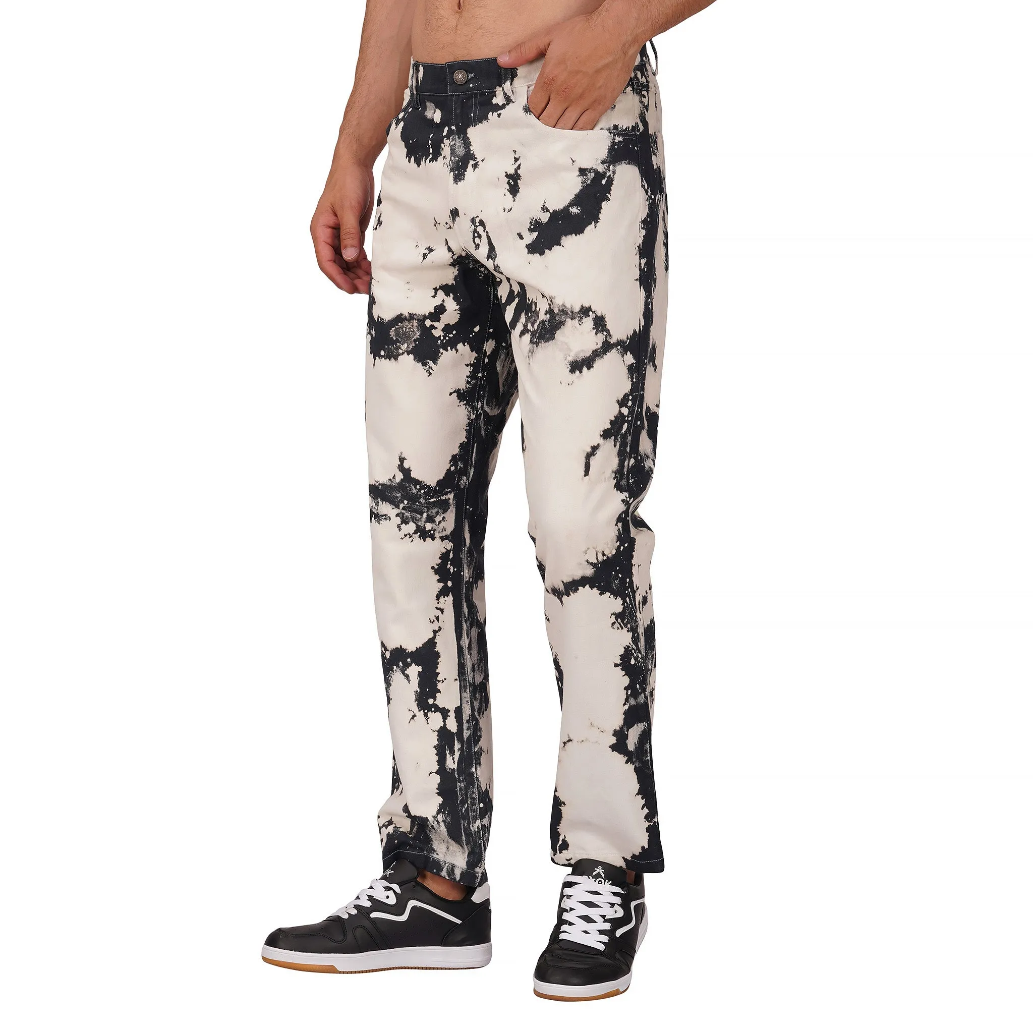 SLAY. Men's White & Black Tie Dye Denim Jeans