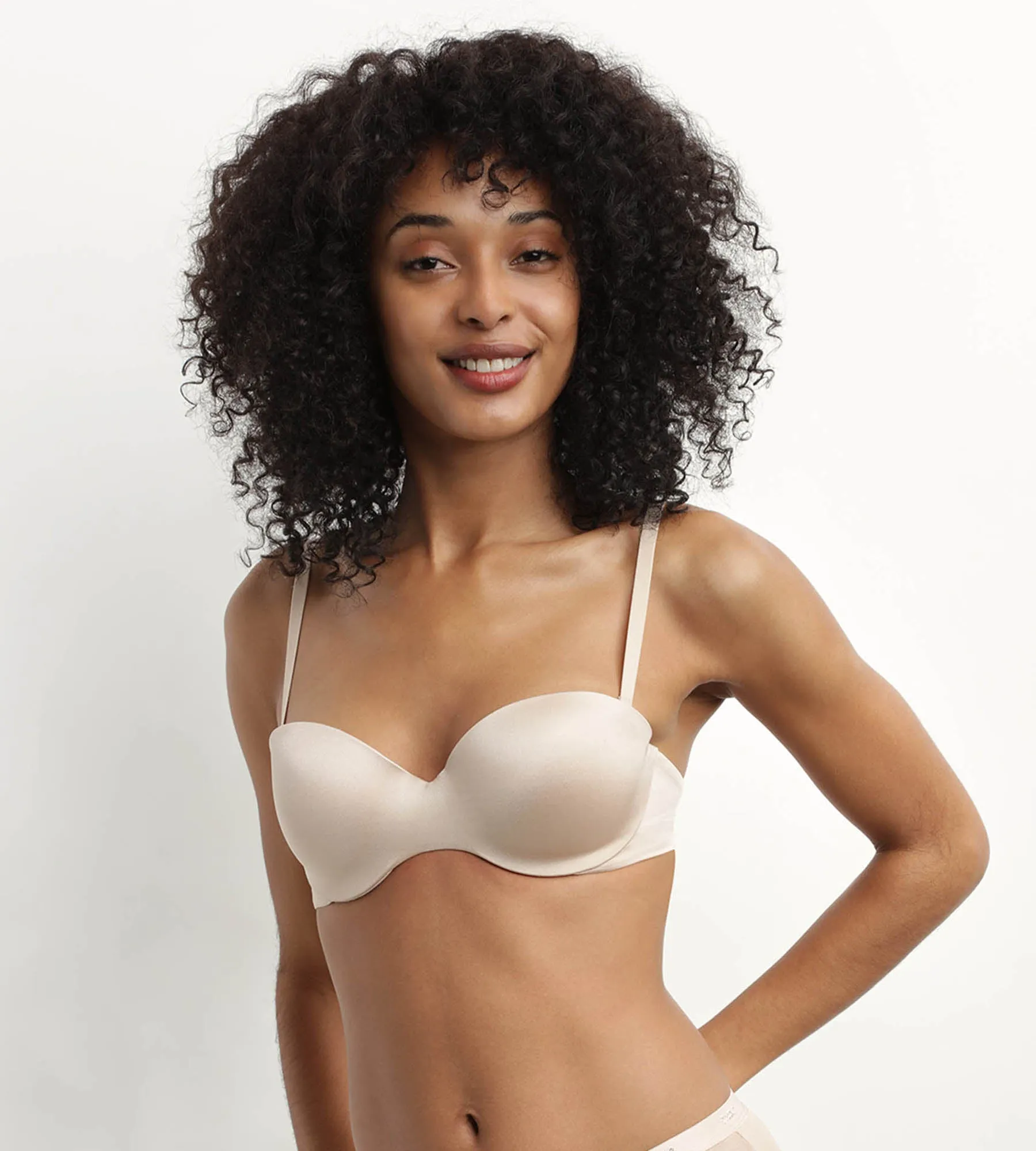 Soutien-gorge bandeau à bretelles amovibles en microfibre nude Dim