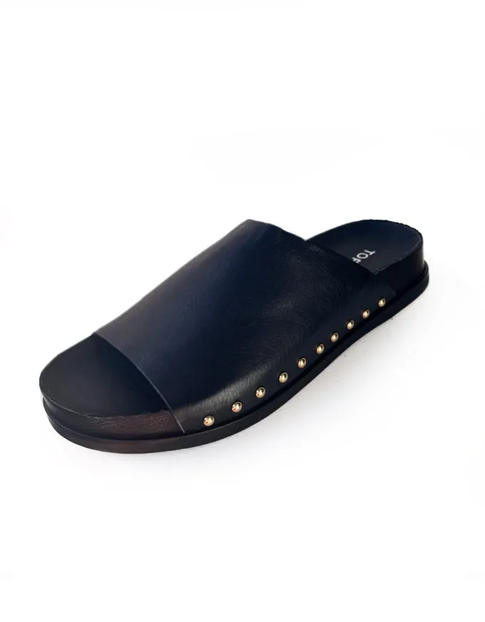 Tioni Slides Black Leather